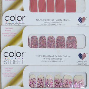 Color Street NEW - Set of 3 - Nail Polish and Overlays - Pinks